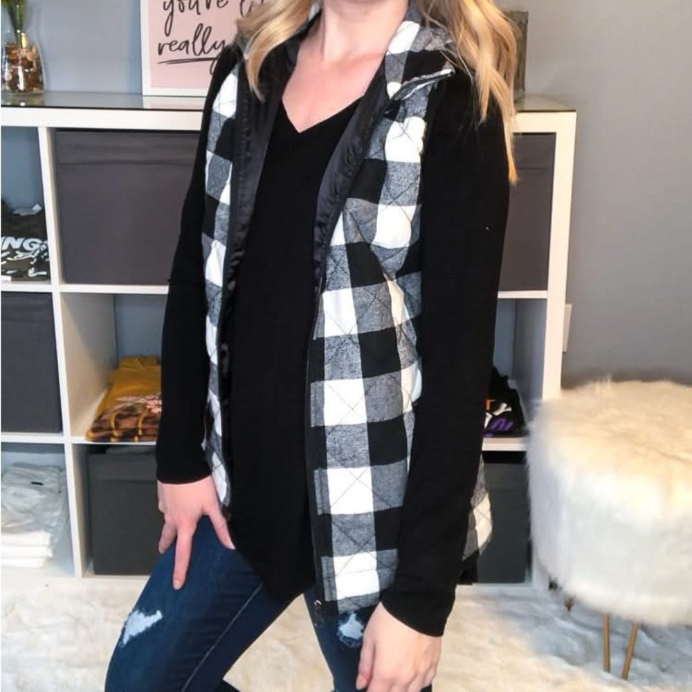 Black and White Plaid Vest